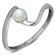 Mother of Pearl Twisted Silver Ring, r74